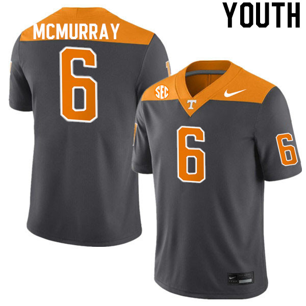 Youth #6 Jalen McMurray Tennessee Volunteers College Football Jerseys Stitched-Anthracite